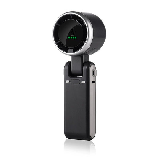 Mini Ventilator Portabil, Afișaj Digital HD și 5 Trepte de Viteză, Unghi Reglabil 180 Grade, Plastic Rezistent, Incarcare USB Type-C, 5.95 x 5.2 x 17.2 cm, Negru