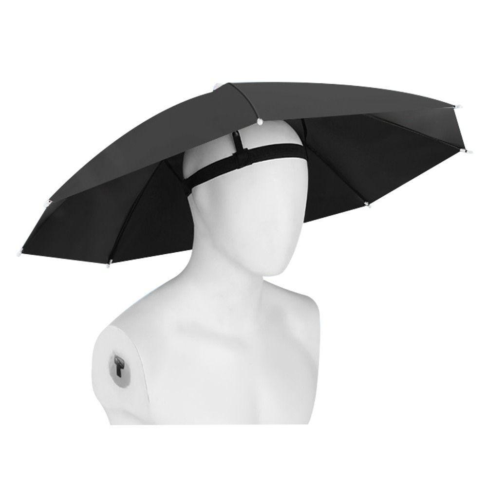 Umbrela de Cap pentru Pescuit si Drumetii, Protectie UV si Ploaie, Banda Elastica Reglabila, Cadru Otel, 8 Spite, Diametru 69 cm, Negru