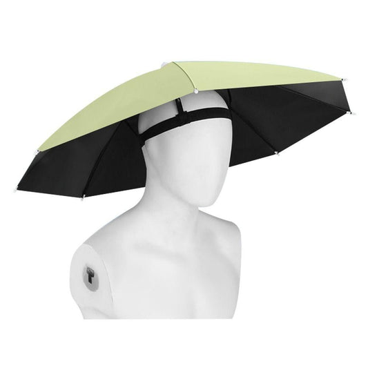 Umbrela De Cap Pentru Pescuit Si Drumetii, Protectie UV Si Ploaie, Banda Elastica Reglabila, Cadru Otel, Diametru 69 cm, Verde Matcha