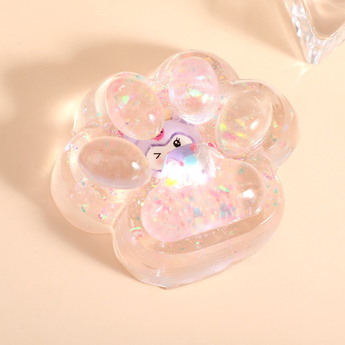 Jucarie Antistres Squishy, Model Labuta de Pisica Cat Paw, Revenire Lenta, Material TPR Moale, Transparent, 6.5 x 7 cm, 62 g