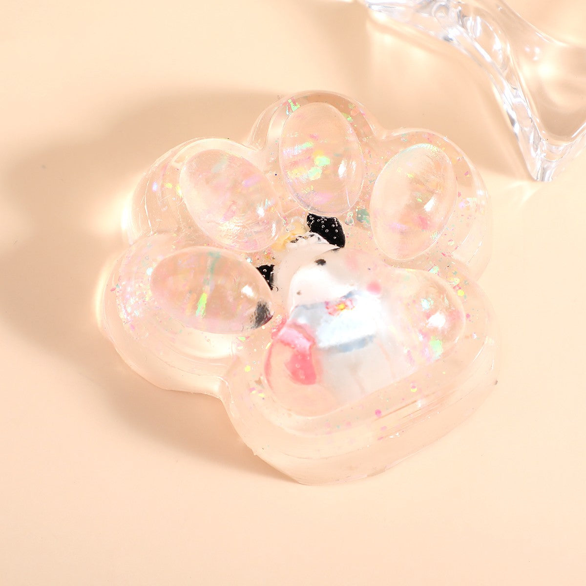 Jucarie Antistres Squishy, Model Labuta de Pisica Cat Paw, Revenire Lenta, Material TPR Moale, Transparent, 6.5 x 7 cm, 62 g