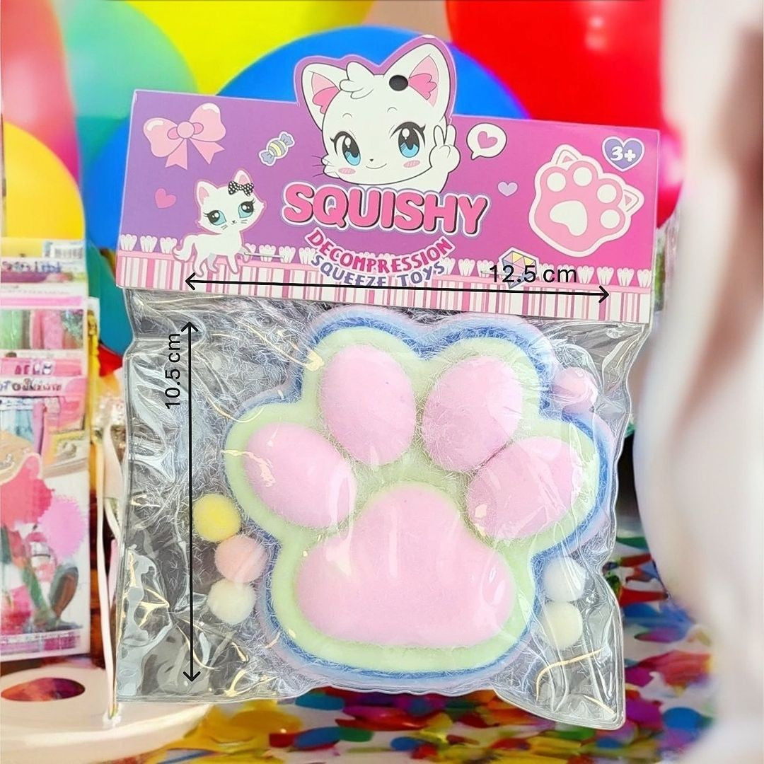 Jucarie Antistres Squishy Cat Paw, Model Labuta de Pisica cu Revenire Lenta, Material Texturat Moale, Ambalaj Transparent, 12.5x10.5 cm, 220g, Multicolor