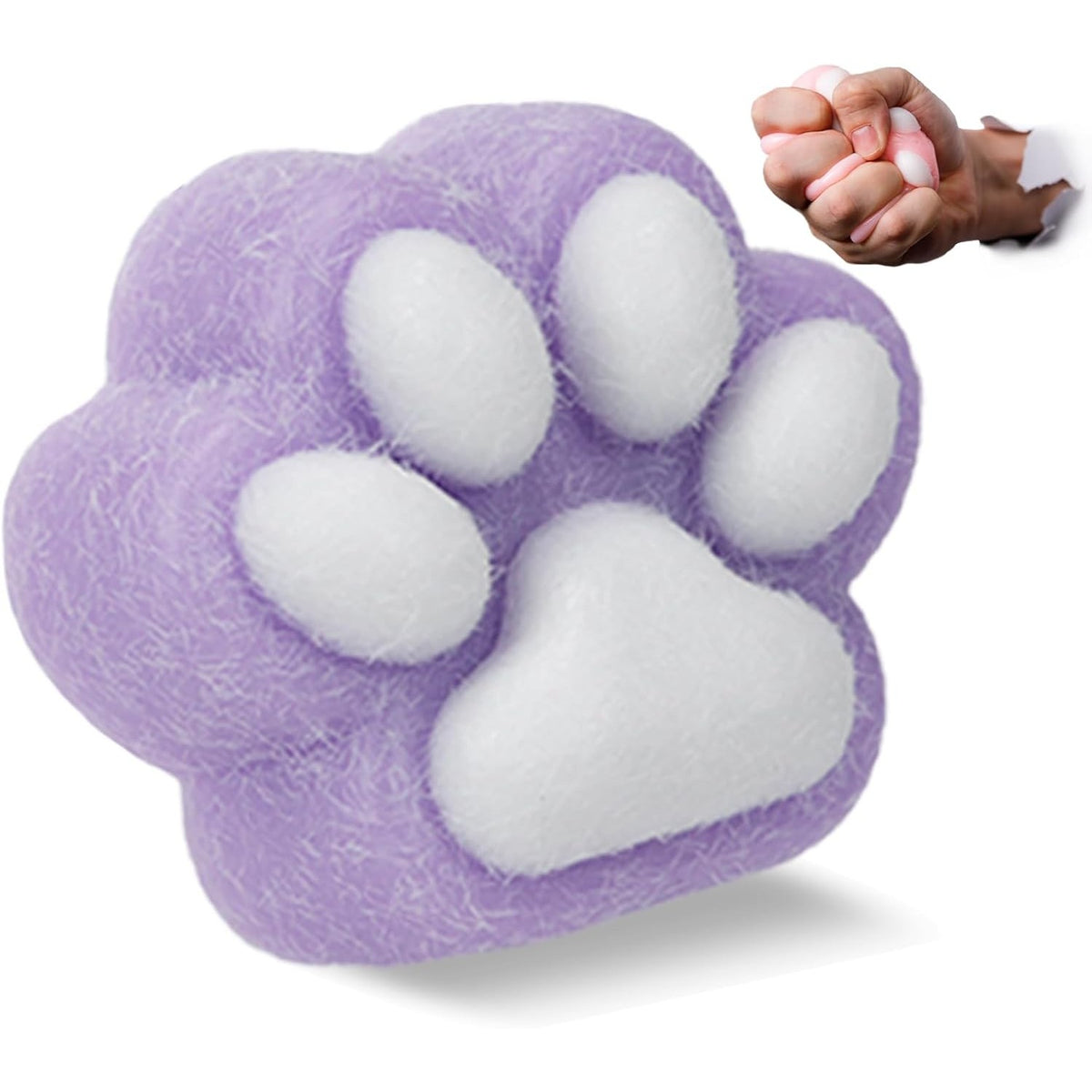 Jucarie Interactiva Squishy Antistres, Model Labuta de Pisica, Revenire Lenta, Material TPR Moale cu Textura Puf, 7.5 cm, Mov