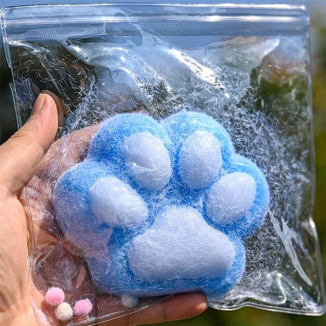 Jucarie Interactiva Squishy, Model Labuta de Pisica, Antistres cu Revenire Lenta, Material TPR Moale, Textura Puf, 7.5 cm, Albastru