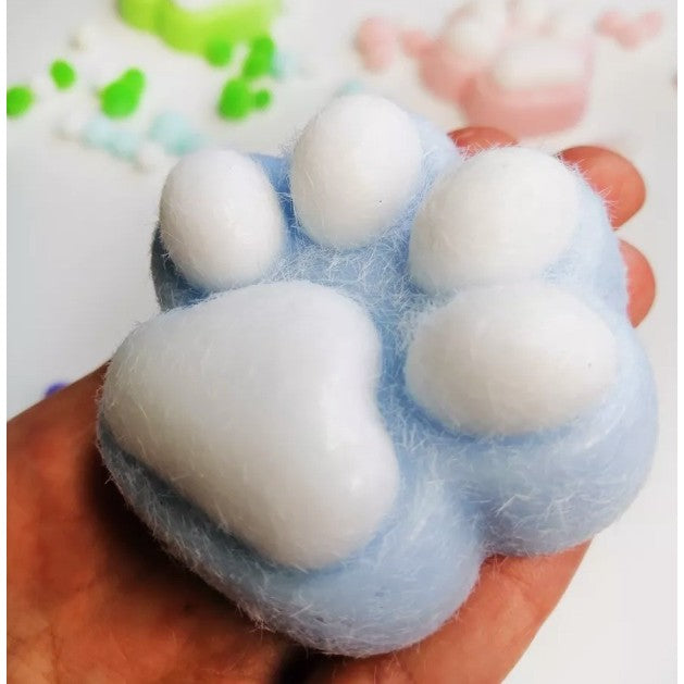 Jucarie Interactiva Squishy, Model Labuta de Pisica, Antistres cu Revenire Lenta, Material TPR Moale, Textura Puf, 7.5 cm, Albastru