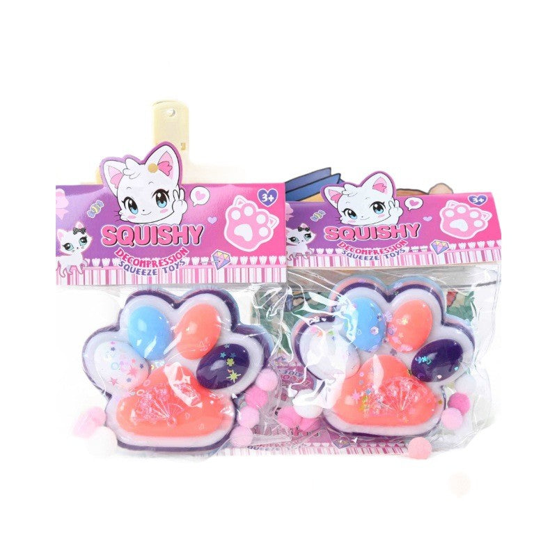 Jucarie Antistres Squishy, Model Labuta de Pisica Cat Paw cu Revenire Lenta, Material TPR Moale, 12.5x10.5 cm, 220g, Multicolor
