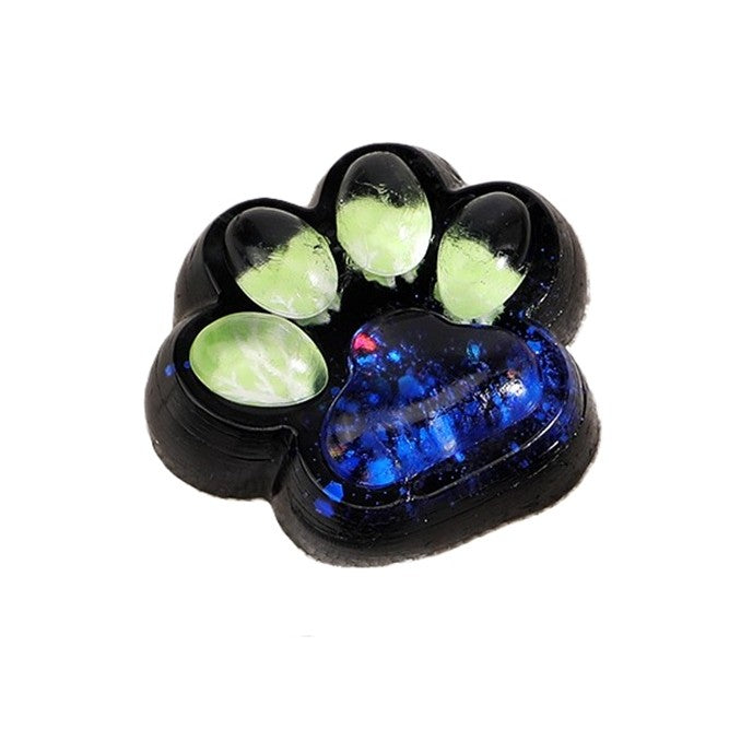 Jucarie Antistres Squishy, Model Labuta de Pisica, Revenire Lenta, Textura Moale pentru Relaxare, Material TPR Elastic, 6.5 x 6 cm, Negru cu Insertii, 1 Bucata