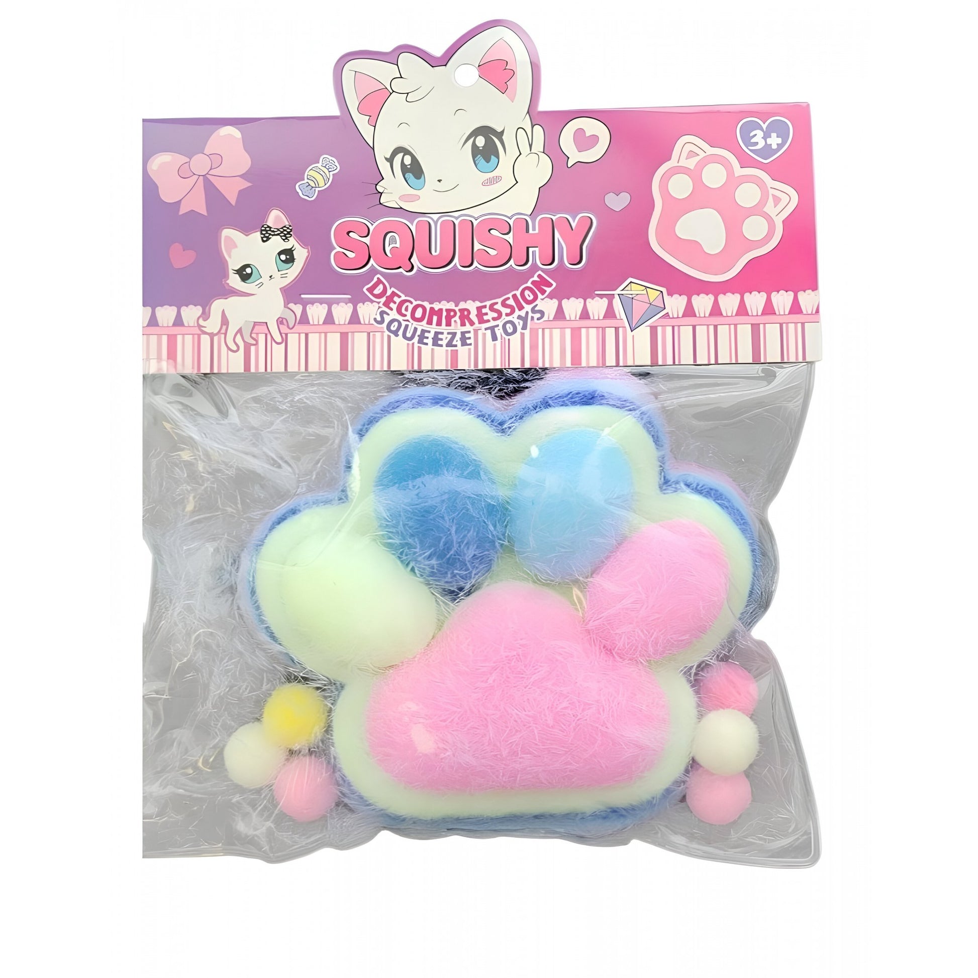 Jucarie Antistres Squishy, Model Labuta de Pisica Cat Paw, Revenire Lenta pentru Relaxare, Material Squeeze Moale, 12.5x10.5 cm, 220g, Multicolor