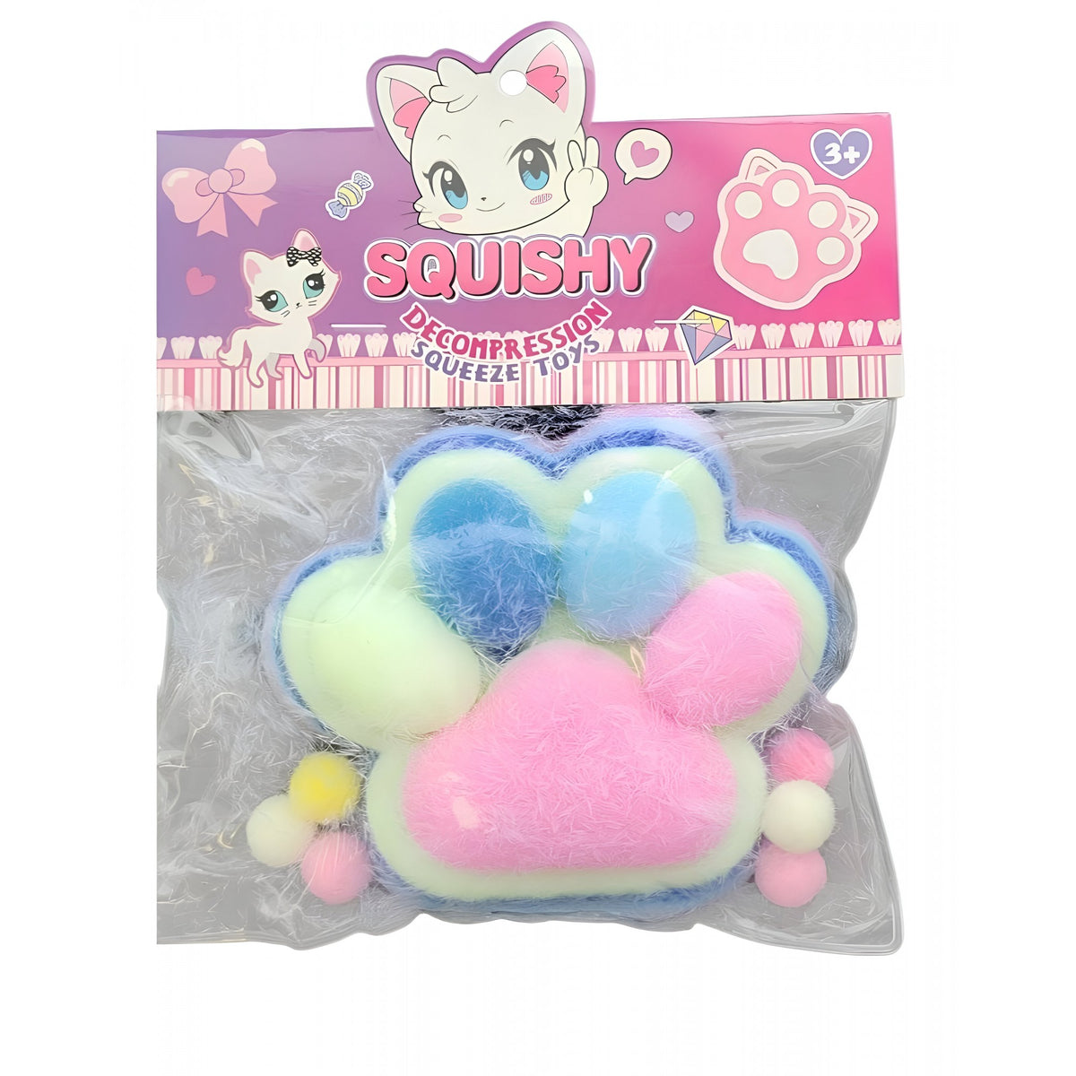Jucarie Antistres Squishy, Model Labuta de Pisica Cat Paw, Revenire Lenta pentru Relaxare, Material Squeeze Moale, 12.5x10.5 cm, 220g, Multicolor
