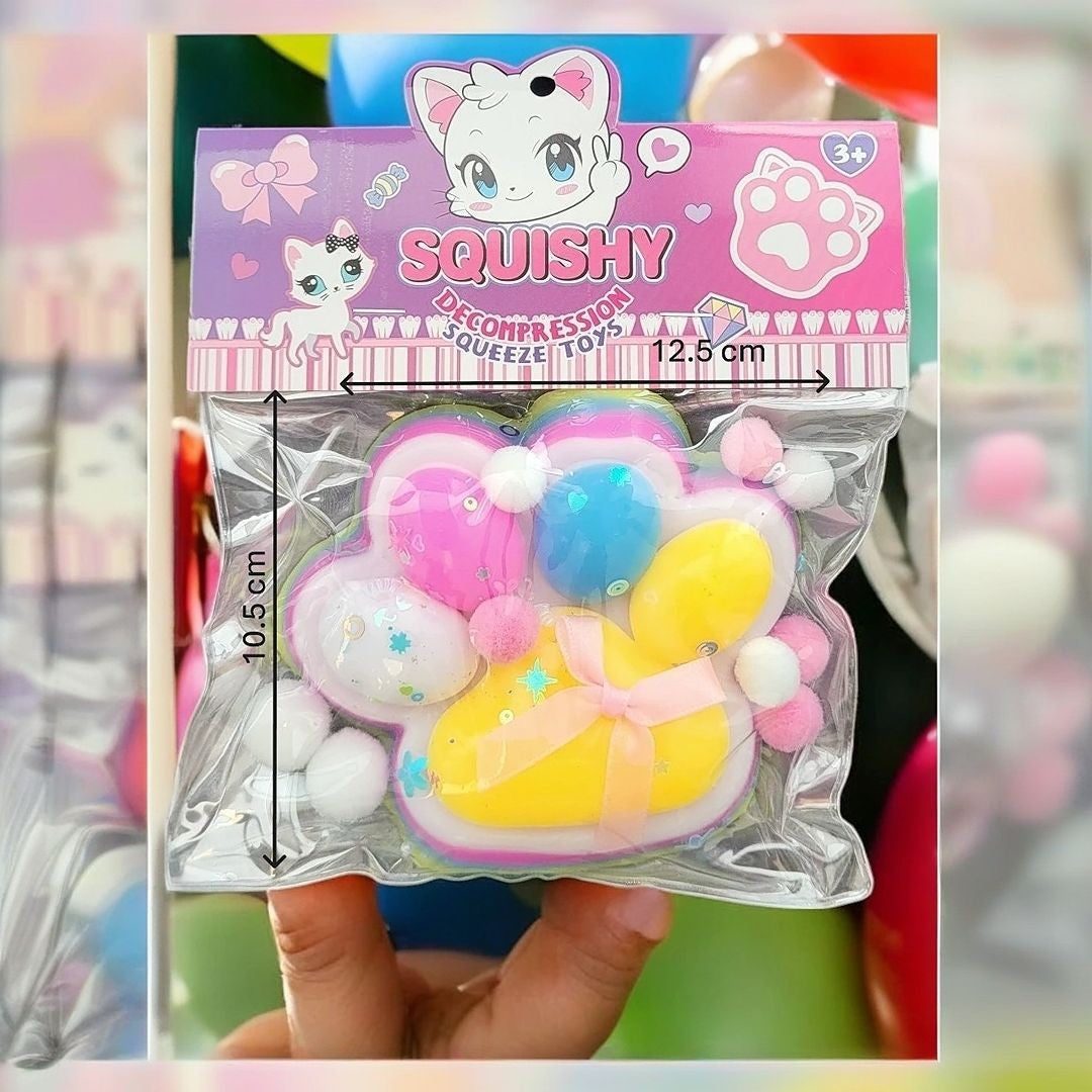 Jucarie Antistres Squishy Squeeze Pinch Family, Model Labuta de Pisica Cat Paw, Revenire Lenta, 12.5x10.5 cm, 220g, Model 4, Multicolor