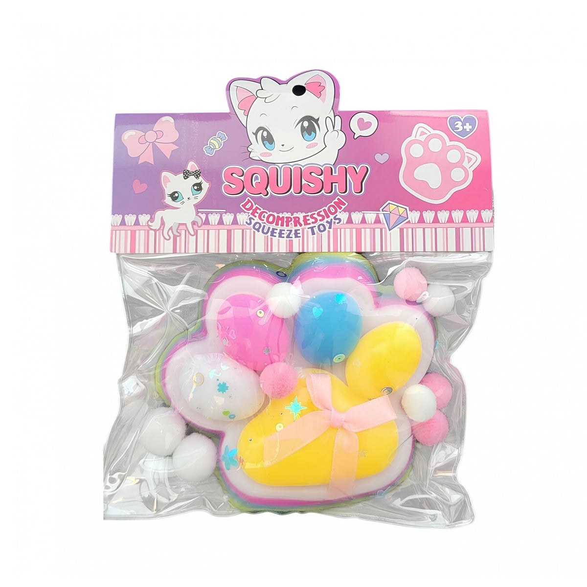 Jucarie Antistres Squishy Squeeze Pinch Family, Model Labuta de Pisica Cat Paw, Revenire Lenta, 12.5x10.5 cm, 220g, Model 4, Multicolor