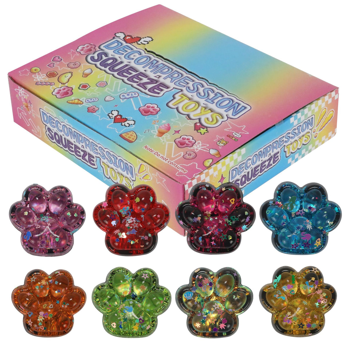 Cutie Depozitare si Ambalare pentru Jucarii Antistres Squishy Cat Paw, Capacitate 16 Piese, Carton Rezistent, 27 x 24 x 8 cm, Roz
