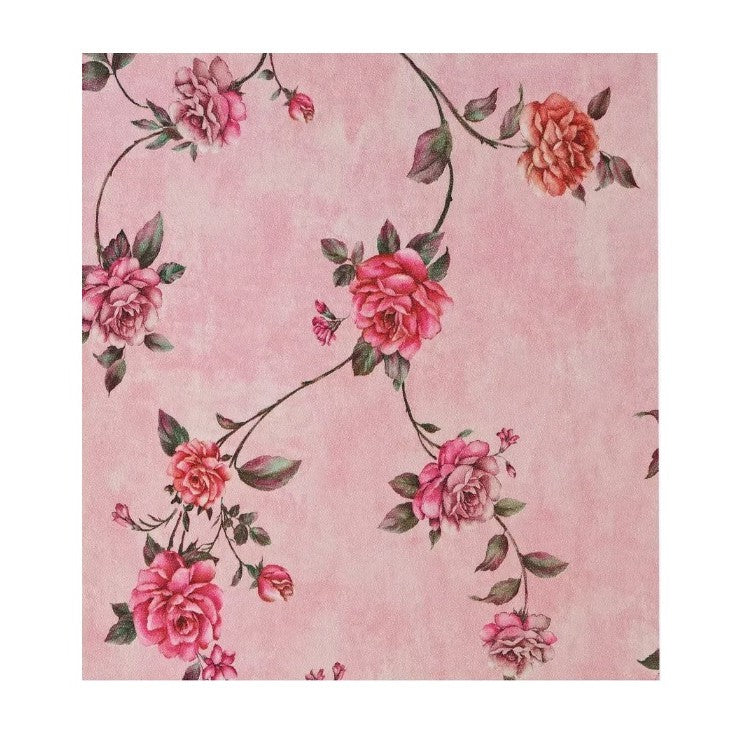 Rola Tapet Autoadeziv pentru Perete, Izolare Termica si Fonica, Material Panza si Spuma XPE, Rezistenta la Umezeala, Model Trandafiri, 10 m x 50 cm, Grosime 2.5 mm, Roz