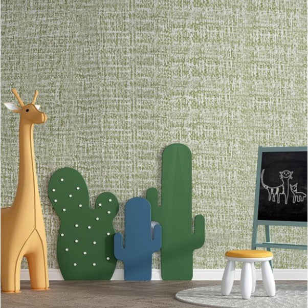 Rola Autoadeziva pentru Perete, Tapet Texturat Izolant, Panza de In si Spuma XPE, Rezistenta la Umezeala, 10 m x 50 cm, 2.5 mm Grosime, Verde Deschis