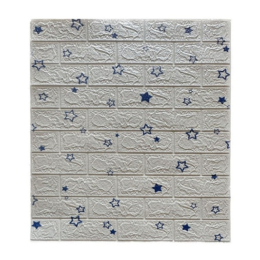 Tapet 3D Autoadeziv, Panouri Perete Impermeabile cu Design Stelute, Placi PVC Izolante, Set 10 Bucati, 70 x 77 cm, Suprafata 5.3 mp, Alb si Albastru