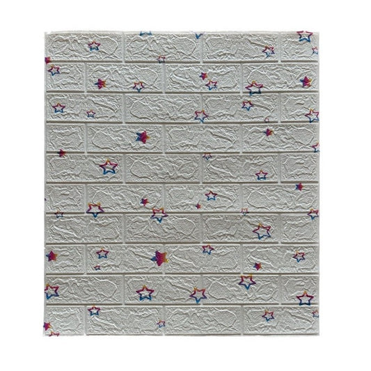 Set 10 Placi Tapet 3D Autoadeziv, Panouri Perete Impermeabile si Izolante, Design Stelute Curcubeu, Material PVC, 70 x 77 cm, Suprafata 5.3 mp, Alb