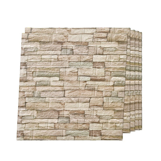 Tapet Autocolant 3D, Placi Autoadezive Model Piatra, PVC Impermeabil, Izolatie Fonica si Termica, Set 10 Bucati, 70 x 77 cm, Grosime 2.5 mm, Suprafata 5.3 mp, Crem