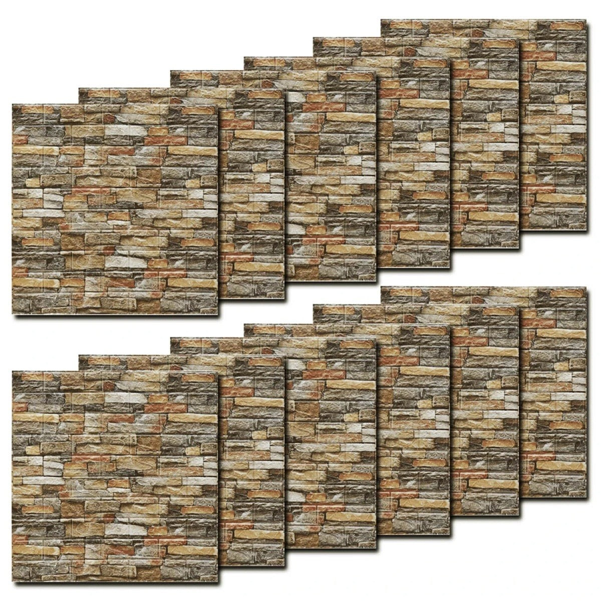 Tapet 3D Autoadeziv, Panouri Perete Impermeabile, Izolatie Termica si Fonica, Material PVC, Model Caramida, Set 10 Placi, 70 x 77 cm, 2.5 mm Grosime, 5.3 mp, Roscat