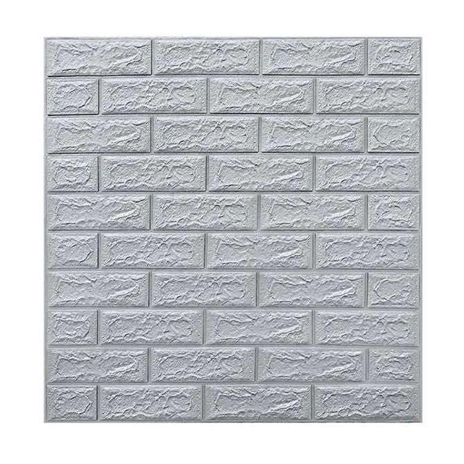 Tapet 3D Autoadeziv, Panouri Decorative Perete, Model Caramida, Impermeabil si Izolant Fonic, Material PVC, 70 x 77 cm, 3.5 mm Grosime, Set 10 Bucati, 5.3 mp, Gri