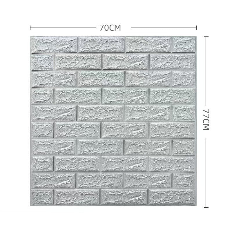 Tapet 3D Autoadeziv, Panouri Decorative Perete, Model Caramida, Impermeabil si Izolant Fonic, Material PVC, 70 x 77 cm, 3.5 mm Grosime, Set 10 Bucati, 5.3 mp, Gri