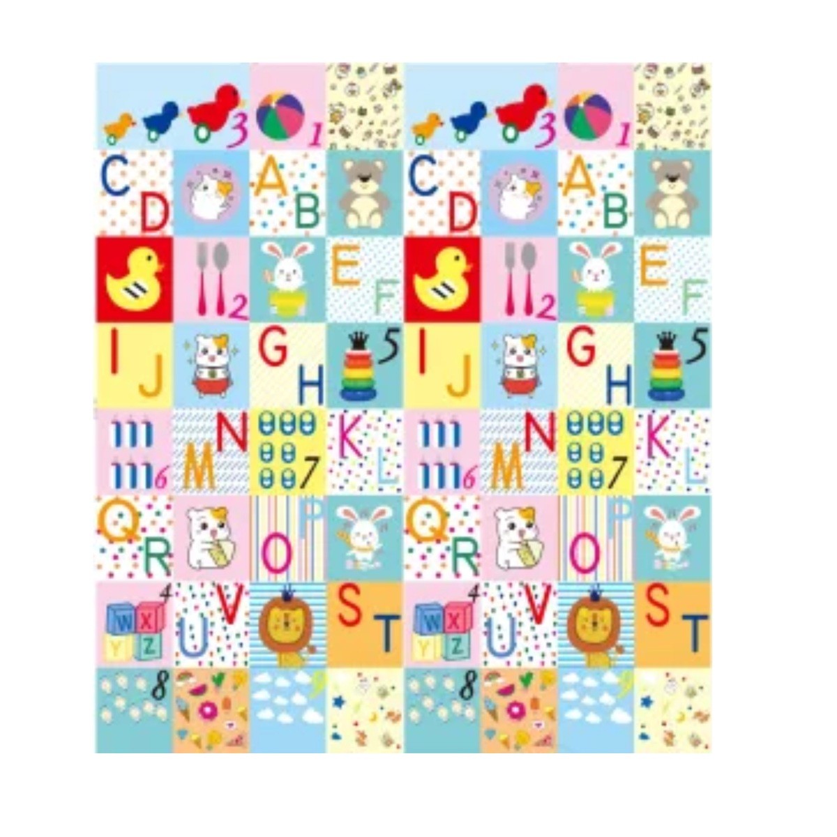 Covoraș de Joacă pentru Copii, Pliabil cu 2 Fețe, Impermeabil și Antiderapant, Protecție Termică din XPE și PE, Model Litere și Girafe, 180 x 200 x 1 cm, Multicolor