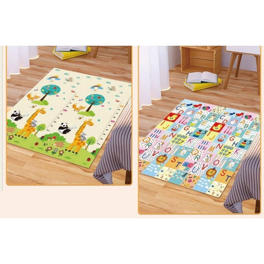 Covoraș de Joacă pentru Copii, Pliabil cu 2 Fețe, Impermeabil și Antiderapant, Protecție Termică din XPE și PE, Model Litere și Girafe, 180 x 200 x 1 cm, Multicolor