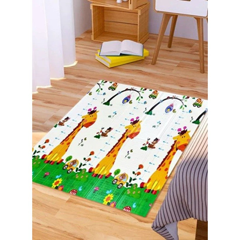 Covoraș de Joacă pentru Copii și Bebeluși, Pliabil cu 2 Fețe, Impermeabil și Antiderapant, Protecție Termică XPE, Model Trafic și Girafe, 180 x 200 x 1 cm, Multicolor