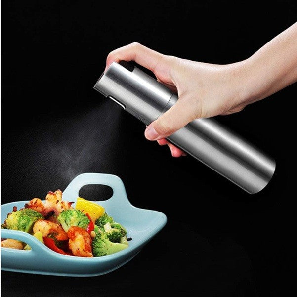 Pulverizator Ulei si Otet, Dozator Reincarcabil pentru Gatit Sanatos, Pulverizare Fina, Otel Inoxidabil, 100 ml, 18.3 x 4.3 cm, Argintiu
