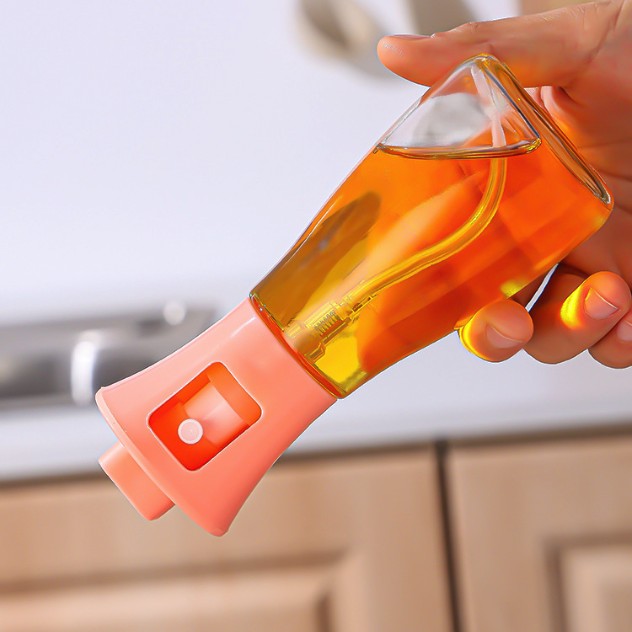 Pulverizator pentru Ulei si Otet, Spray Multifunctional pentru Gatit si Gratar, Sticla Rezistenta, Gura Larga de Umplere, Fara Scurgeri, 17.3 x 5.6 cm, 170 ml, Roz
