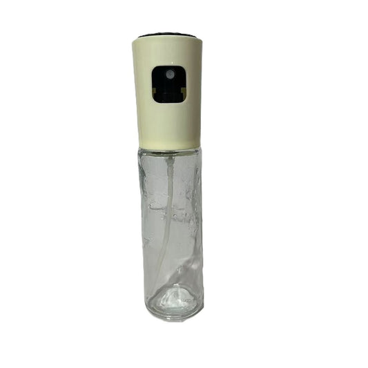 Pulverizator Ulei si Otet, Dozator Reincarcabil pentru Gatit si Salate, Recipient din Sticla cu Masura, Capac Mat, 100 ml, 18.3 x 4.3 cm, Alb