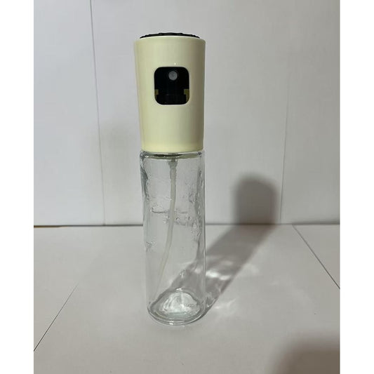Pulverizator Ulei si Otet, Dozator Reincarcabil pentru Gatit si Salate, Recipient din Sticla cu Masura, Capac Mat, 100 ml, 18.3 x 4.3 cm, Alb