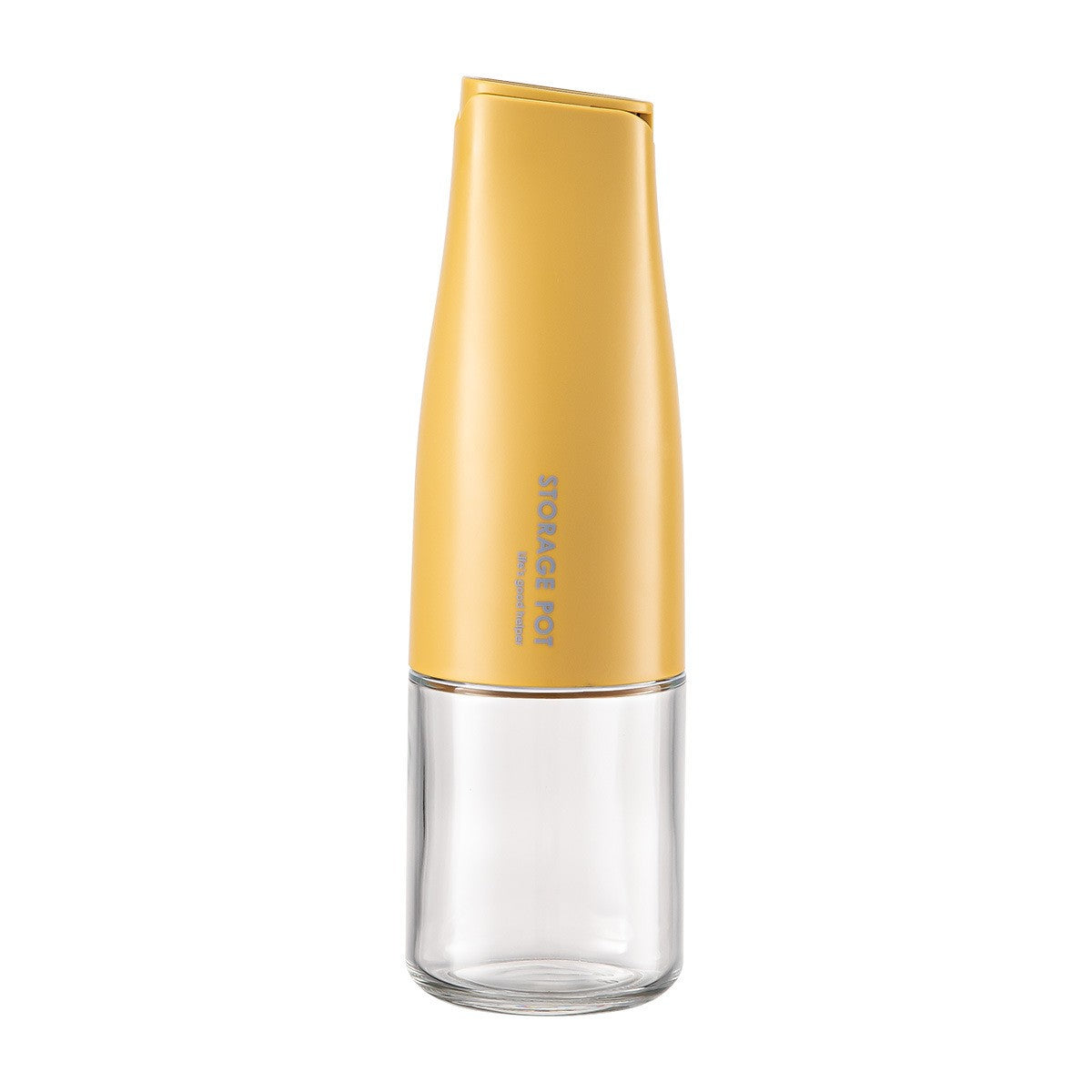 Sticla de Ulei cu Deschidere Automata, Dispenser pentru Lichide de Bucatarie, Recipient din Sticla si Plastic, 550 ml, Galbena