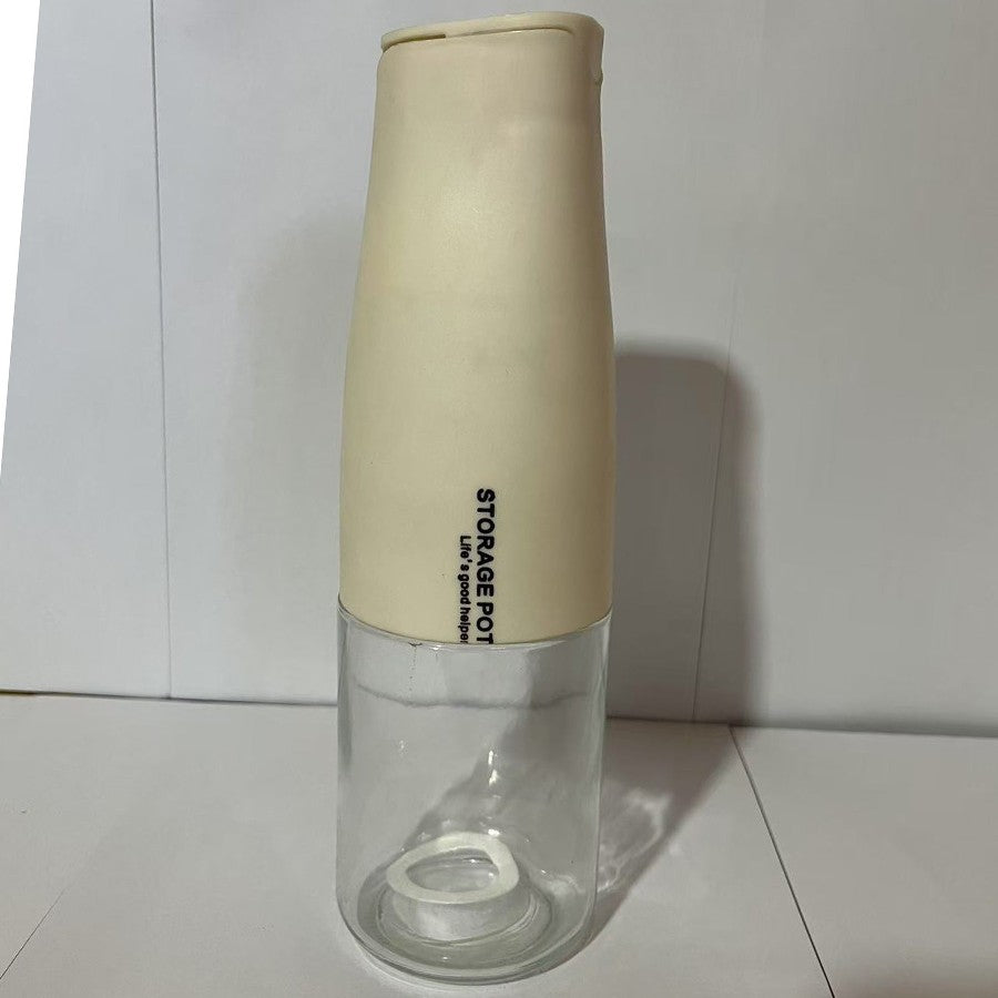 Sticla de Ulei Automata, Dispenser pentru Lichide de Bucatarie, Recipient din Sticla si Plastic, 550 ml, 23.7 x 7.25 cm, Alba