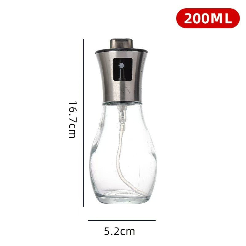 Pulverizator Ulei si Otet, Spray pentru Gatit si Gratar, Dispozitiv Etans cu Gura Larga, Sticla si Plastic, 200 ml, Gri