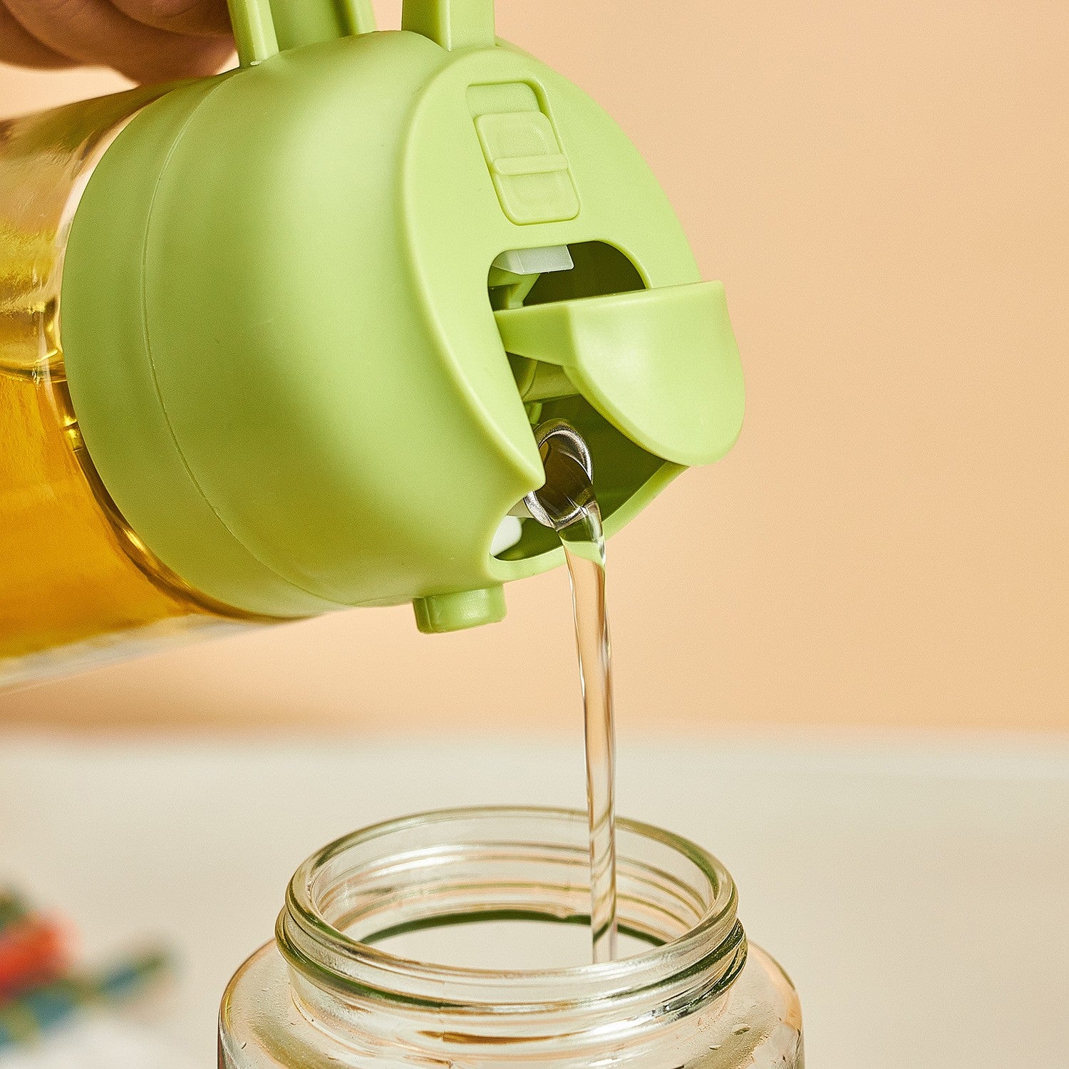 Recipient Ulei 2 In 1, Pulverizator Spray Si Turnare Controlata, Dozator Din Sticla Fara Scurgere, 470 ml, Verde