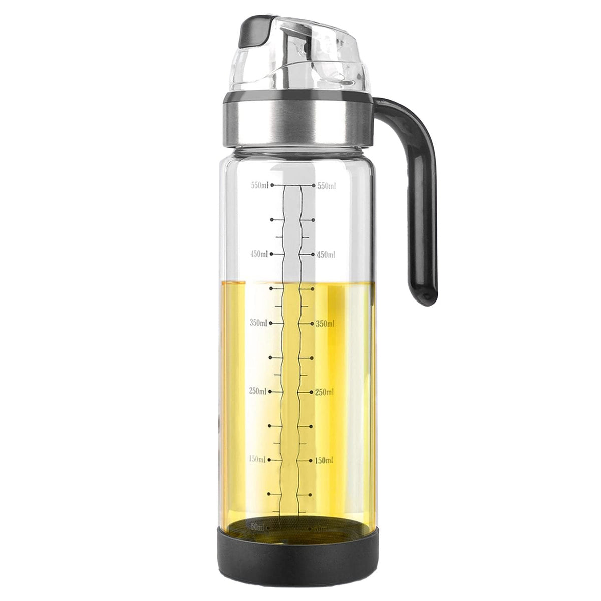 Dispenser Ulei și Oțet cu Închidere Etanșă, Sticlă pentru Sos de Soia, Capac cu Auto-Deschidere, Sticlă Borosilicată, 500 ml, Transparent