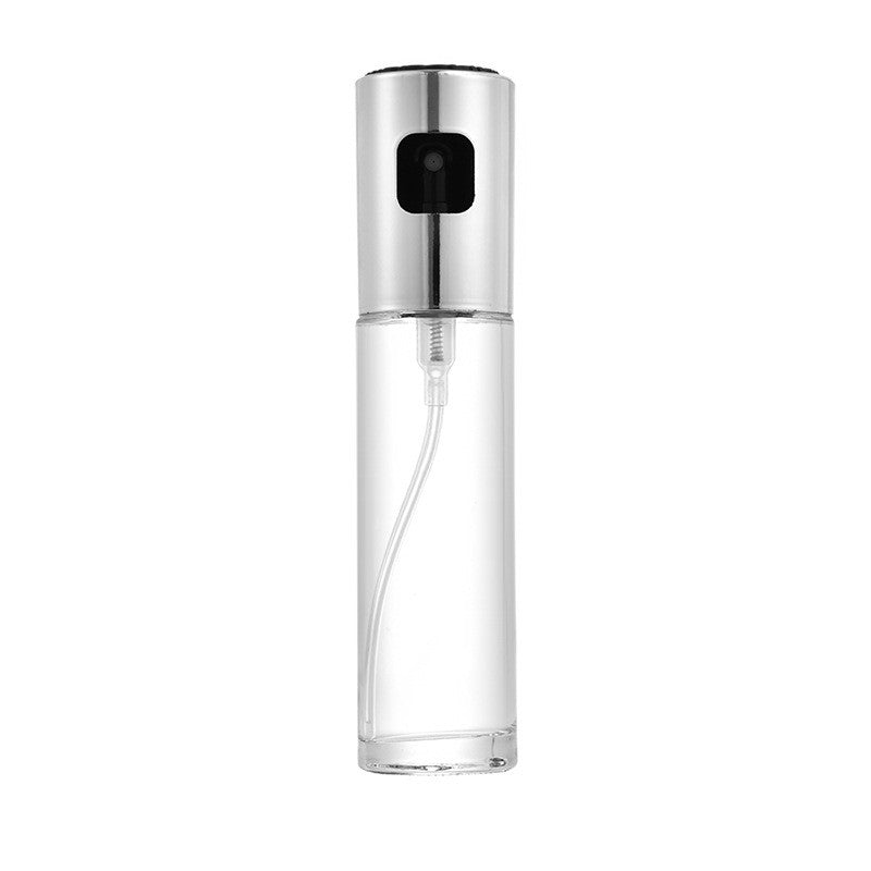 Pulverizator Ulei si Otet pentru Gatit, Spray pentru Gratar cu Gradatii, Recipient din Sticla si Inox, 18 x 4.2 cm, 100 ml, Transparent cu Argintiu