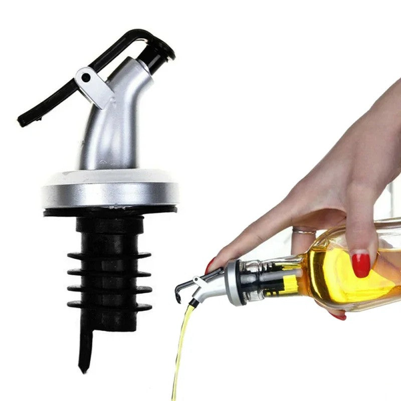 Picurator cu Dop pentru Sticle, Dispenser Controlat pentru Ulei, Otet si Sosuri, Otel Inoxidabil si Cauciuc, 8.5 x 3 cm, Argintiu