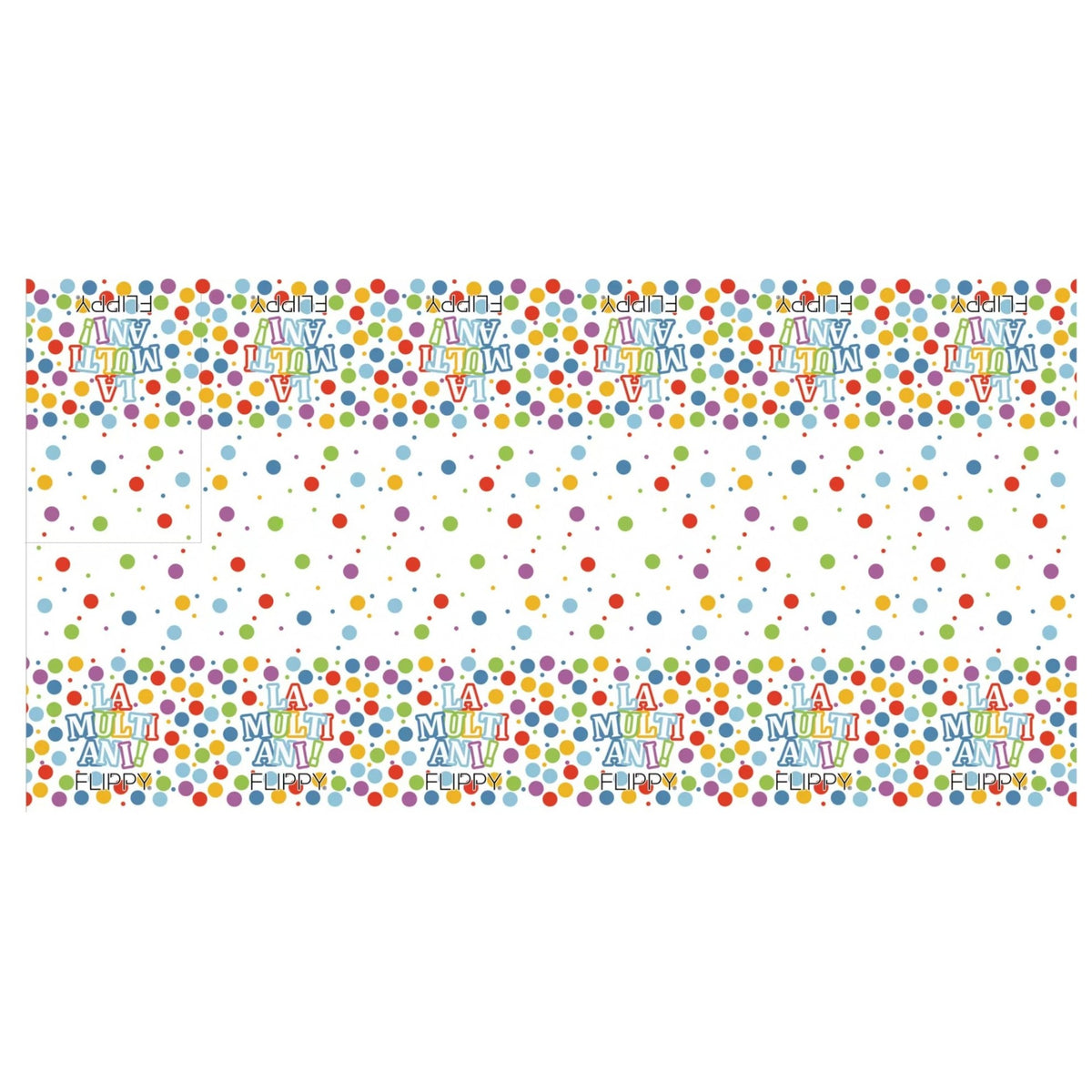 Fata de Masa Dreptunghiulara, Colectia La Multi Ani, Imprimeu Buline Festive, Material Plastic PE Impermeabil, Multicolor, 137 x 274 cm