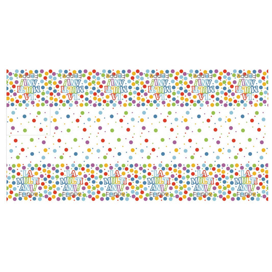 Fata de Masa Dreptunghiulara, Colectia La Multi Ani, Imprimeu Buline Festive, Material Plastic PE Impermeabil, Multicolor, 137 x 274 cm