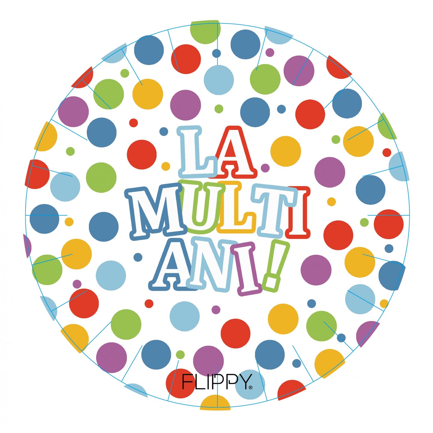 Set Farfurii de Unica Folosinta, Design Aniversar La Multi Ani cu Buline, Carton Laminat Rezistent, Multicolor, 23 cm, 6 Bucati