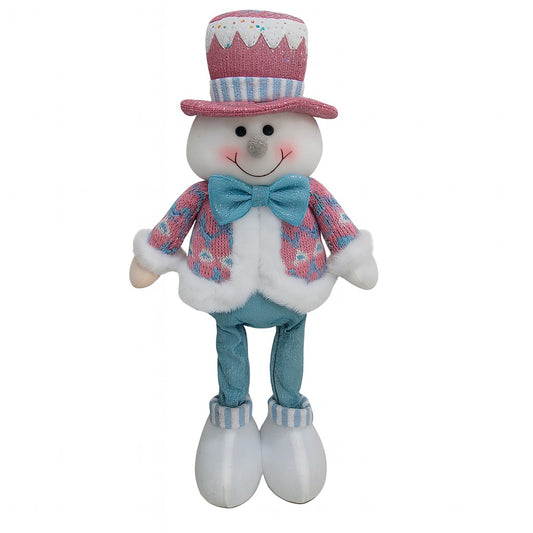 Figurina Decorativa de Craciun Om de Zapada cu Palarie si Detalii din Blanita, Decoratiune Festiva din Material Textil, 43 x 17 x 8 cm, Multicolor