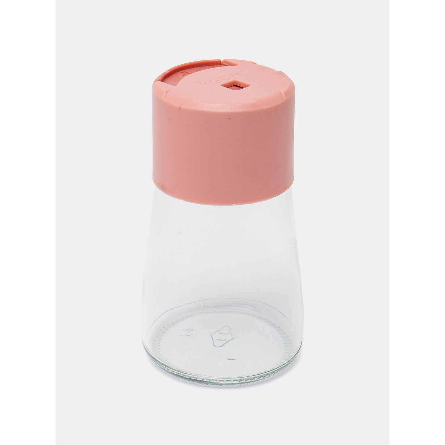 Dozator Condimente cu Buton, Masurare Precisa 5g, Recipient din Sticla Rezistent la Umiditate, 180 ml, 11.3 x 6.4 cm, Roz