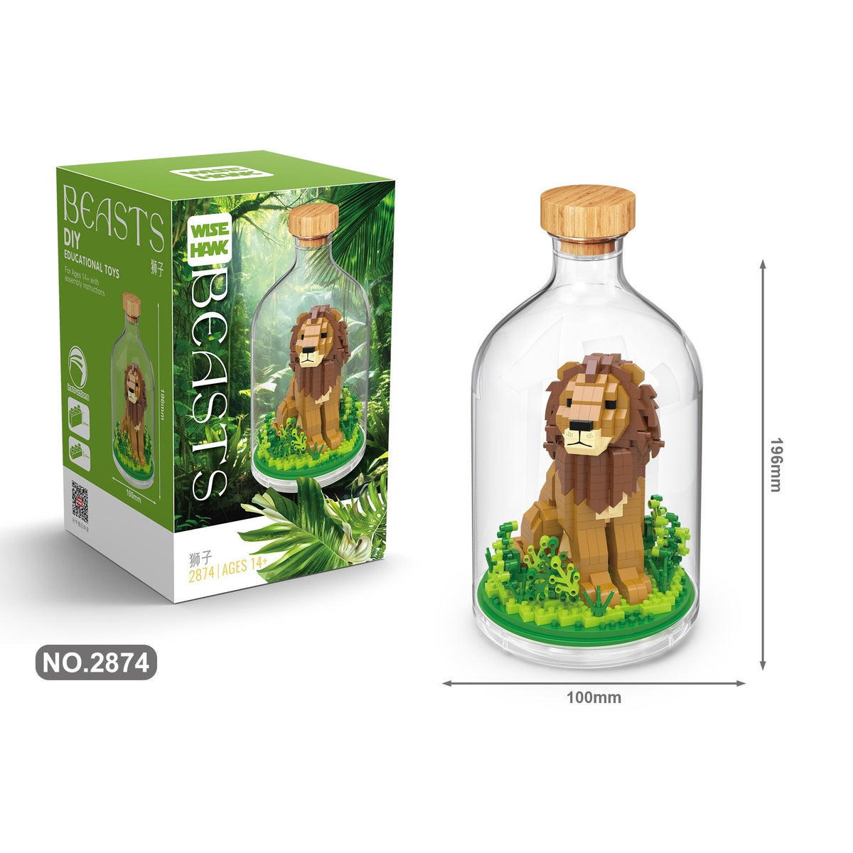Set De Construit Leu, Model Decorativ 3D Pixel, Plastic, 728 Piese, 10 x 19.6 cm, Multicolor