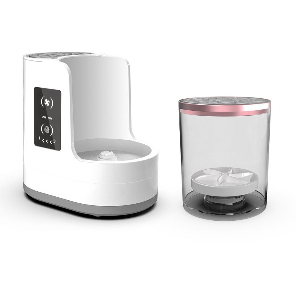 Dispozitiv Curatare si Uscare Pensule Machiaj, Functie Bidirectionala 850 RPM, Portabil, Alimentare USB 5V, ABS si Silicon, 17.3 x 12.1 x 17.5 cm, Alb