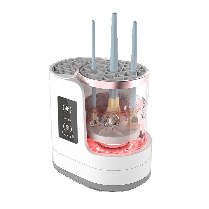 Dispozitiv Curatare si Uscare Pensule Machiaj, Functie Bidirectionala 850 RPM, Portabil, Alimentare USB 5V, ABS si Silicon, 17.3 x 12.1 x 17.5 cm, Alb