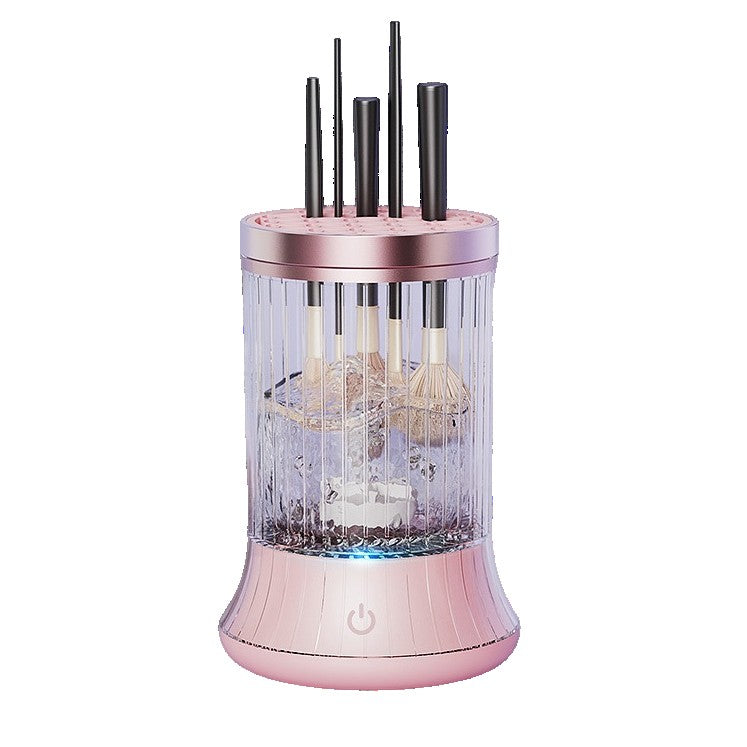 Dispozitiv Portabil de Curățare Pensule Machiaj, Tehnologie Sonice 7000 RPM, Alimentare USB Type-C 5V, Material ABS, Roz/Transparent