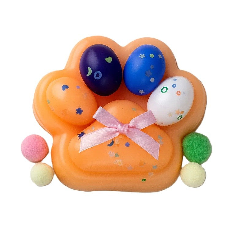 Jucarie Antistres Squishy, Revenire Lenta, Squeeze Toy Model Labuta de Pisica, Material TPR Moale, 12.5x10.5 cm, 220g, Multicolor
