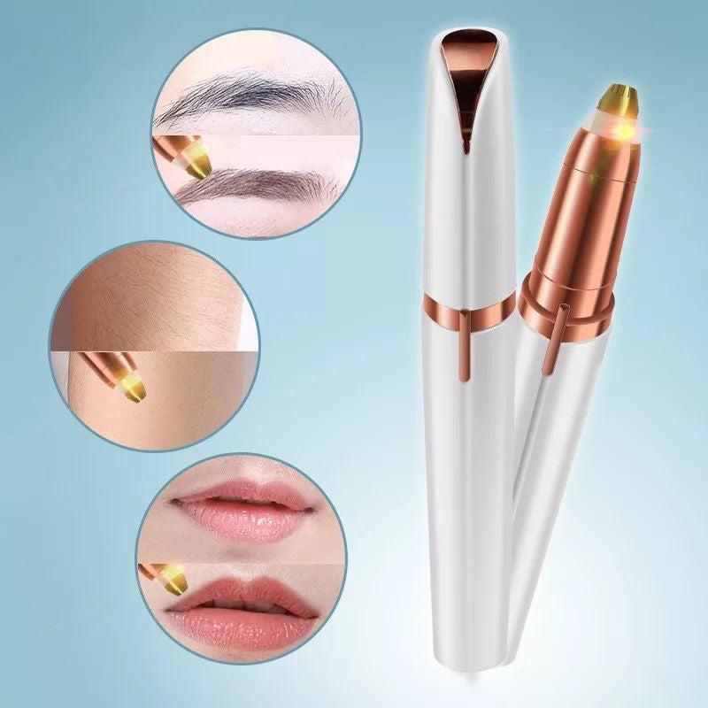 Trimmer Facial pentru Sprancene si Epilare Faciala, Reincarcabil USB, Cap Detasabil din Otel Inoxidabil, Portabil, ABS, 1.5 x 13 cm, Alb