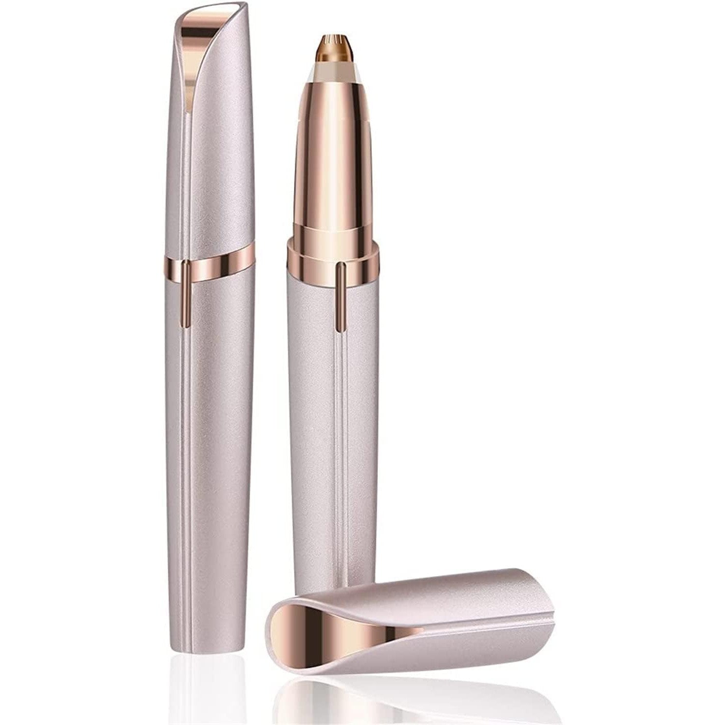 Trimmer Facial pentru Sprancene si Epilare Faciala, Reincarcabil prin USB, Lama Otel Inoxidabil si ABS, 1.5 x 13 cm, Sampanie